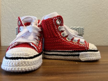 Scarpine rosse all'uncinetto neonato 👶