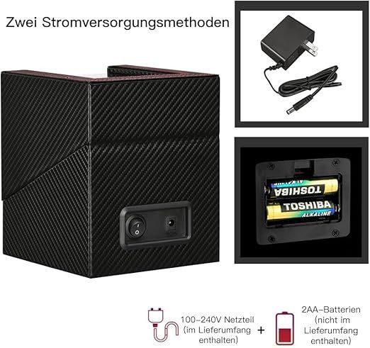 Cofanetto carica e porta orologi: Automatischer Uhrenbeweger Wechselstromadapter oder batterie – Nuovo e nell'imballaggio originale da Herisau venduto da Serenco 1