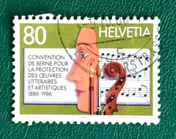 Nr.729  mit Stempel 100 j. Schutz der Lit.u.Kunst 1986   