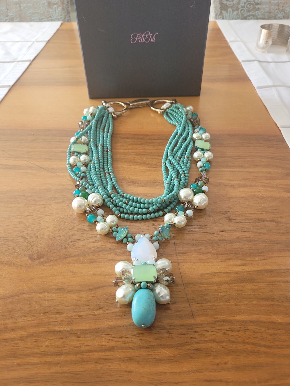 Catenine: Wunderschoenes Filini Collier, Türkis/Weiss – Usato da Bünzen venduto da Milly32 3
