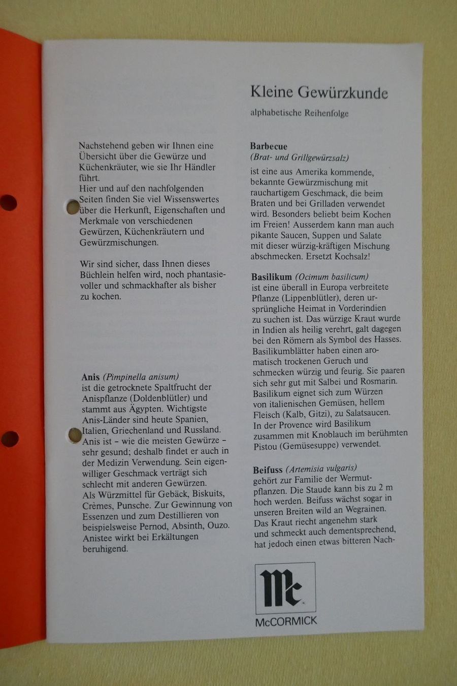 Libri: Kleine Gewürzkunde von McCormick – Usato da Horgen venduto da Feli39 1