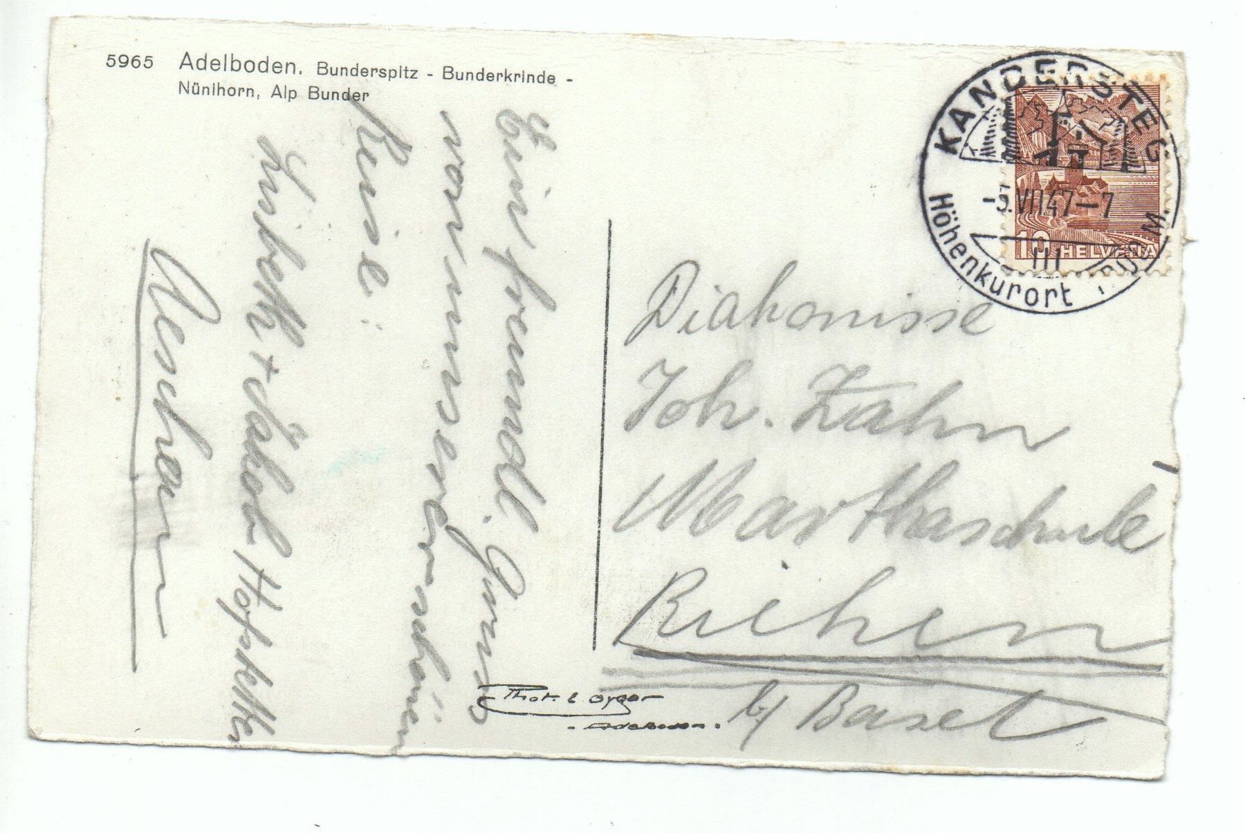 Cartoline postali: ADELBODEN Bunderspitz - Bunderkrinde - Nünihorn - Alp Bunder – Usato da Jona venduto da philajona 1