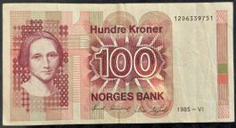 Originale 100 Kronen Note von 1985 - Sammlerstück!