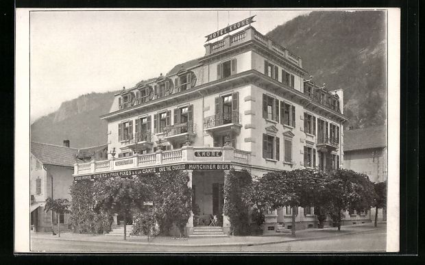 Ansichtskarten: Meiringen, Hotel Krone, Bahnhofstrasse – Gebraucht aus Berlin von bartko-reher