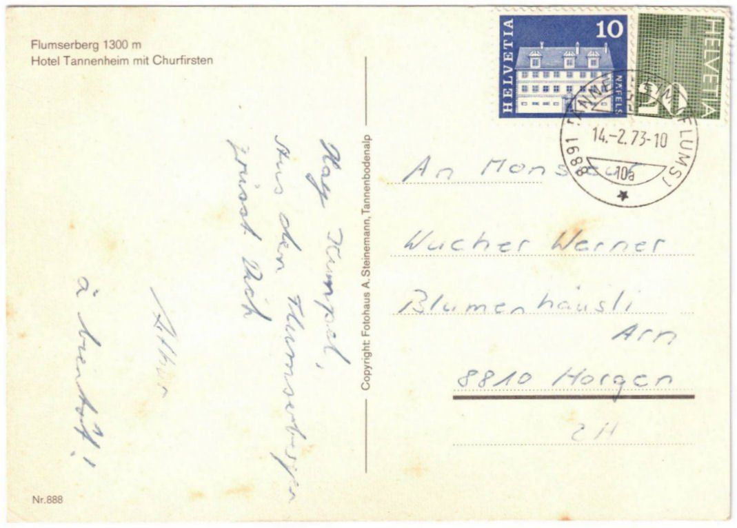 Cartoline postali: Flumserberg - Skilift Tannenheim--Prodalp – Usato da Binningen venduto da Mountainrider 1