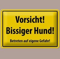 🔥 VORSICHT! BISSIGER HUND! Blechschild 🎀 12x18cm OVP 🔥