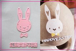 Hase und Schriftzug Happy Easter  - Stanzschablone
