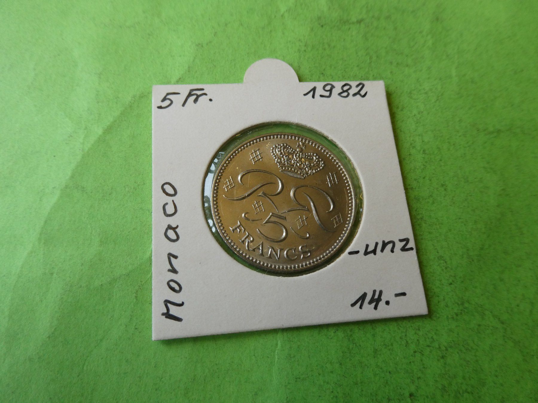 Tutti le monete: Monaco 1982, 5 Francs    unz – Usato da Hinterforst venduto da Rohusri