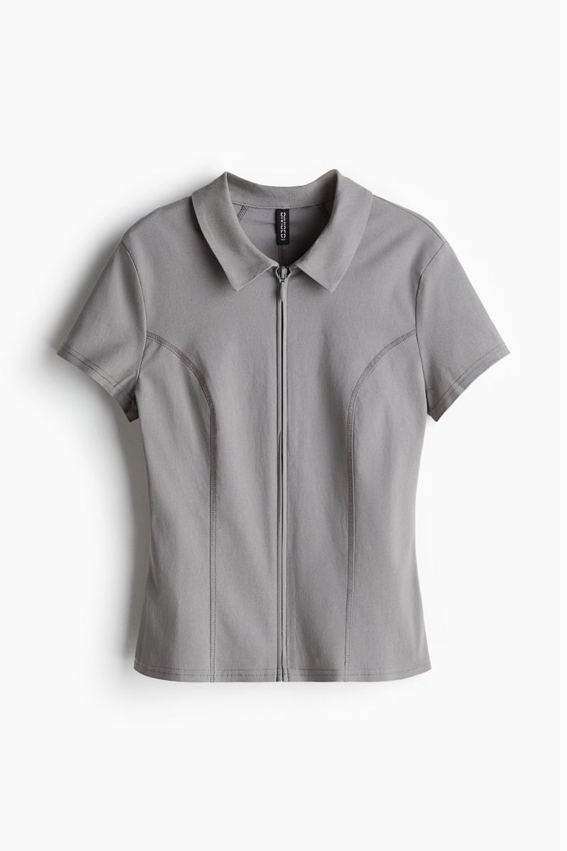 H&M Top: Grey Zip-Up Top, Size M – Nuovo (secondo la descrizione) da solothurn venduto da mil_ja.t 1