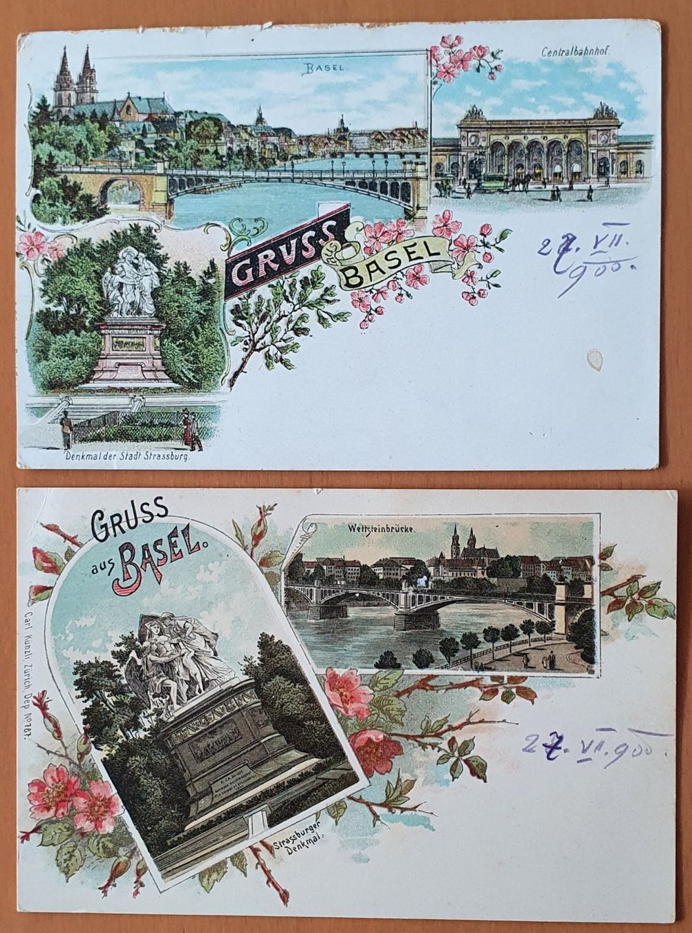 Cartoline postali: Gruss aus Basel 1900 - 2 Ansichtskarte – Usato da Kreuzlingen venduto da Rschweiz1