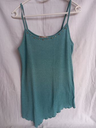 Top asymétrique bleu clair côtelé Pink Woman