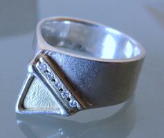 Silber 925 Gold 750 Diamant 0,05 ct Fingerring Gr. 56