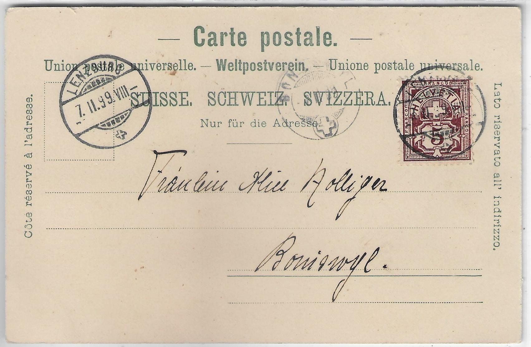 Ansichtskarten: Gruss aus Weggis 1899 – Gebraucht aus Ettingen von Kartenplanet 1