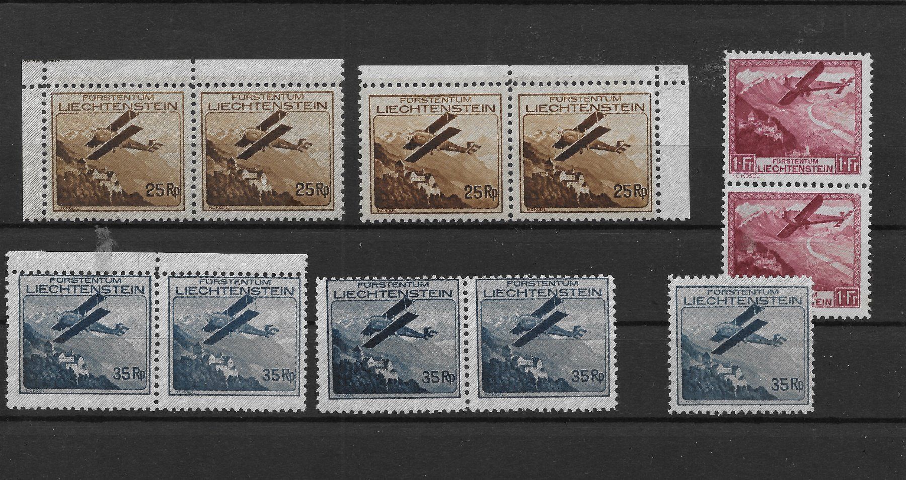 Tutti i francobolli: FL, Lot Flugpostmarken *, Kat 400.- – Usato da Hefenhofen venduto da Richsalz