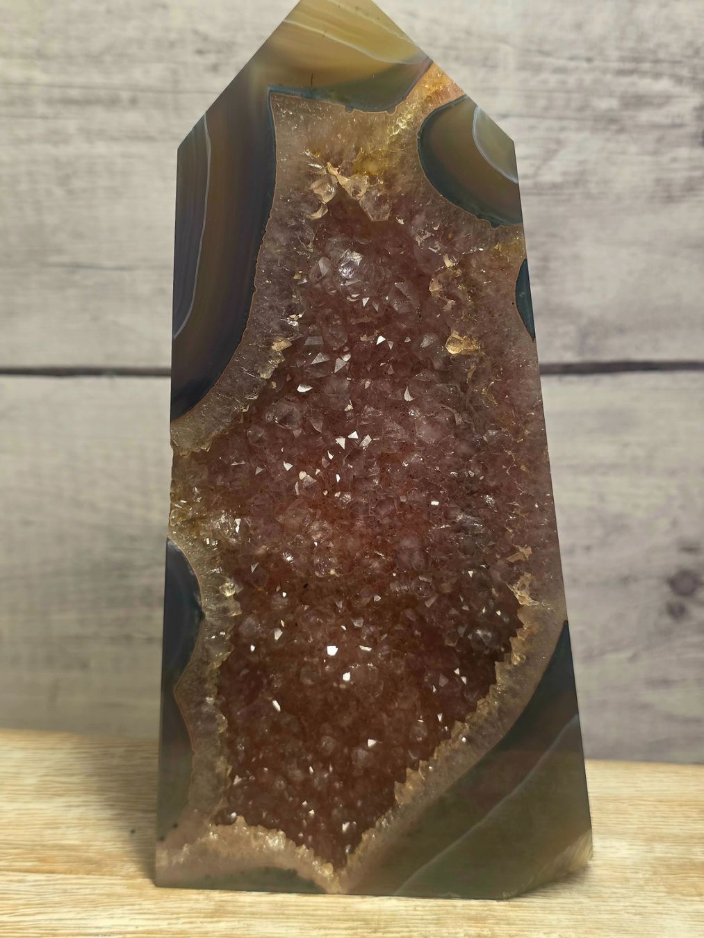 Minerali & Pietre curative: Amethyst-Achat Obelisk 533g – Nuovo e nell'imballaggio originale da Matzingen venduto da Shay_Crystalz