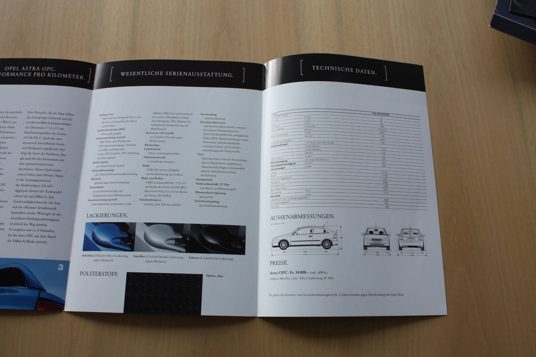 Opel Documenti: Opel Astra OPC Prospekt 2000 – Usato da Wikon venduto da erwin400 2