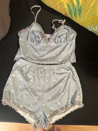 Pyjama Set Kurz Damen Grösse M grau
