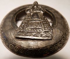 SCHÖNE ANTIKE SILBERNE BROSCHE,----4,5 CM RUND,---SILBER 925