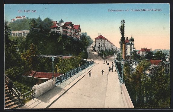 Cartoline postali: St. Gallen, Felsenstrasse mit Gottfried- – Usato da Berlin venduto da bartko-reher