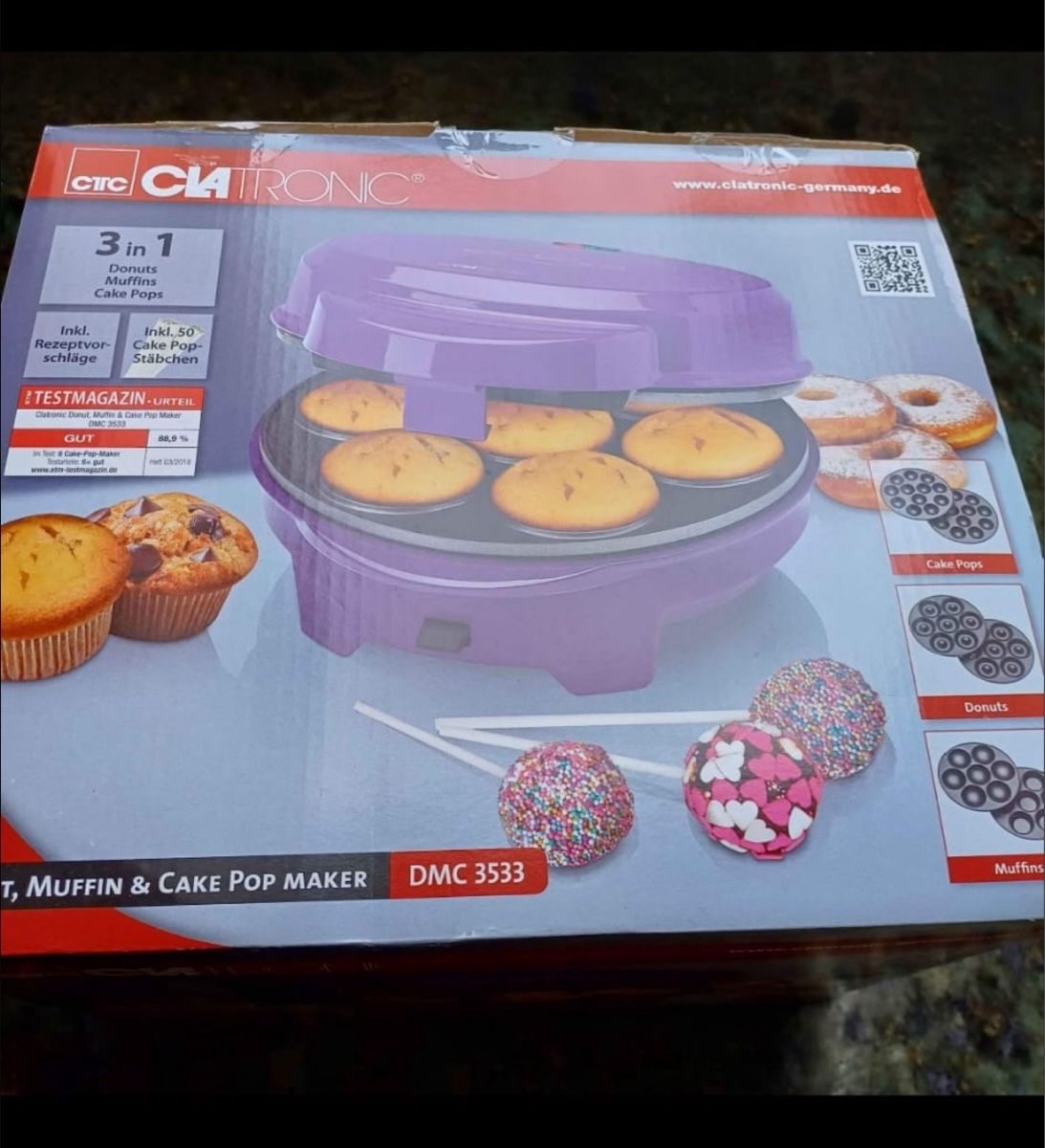 Elettrodomestici da cucina: 3in1 Donut Muffin & Cake Pop Maker Clatronic DMC 3533 – Nuovo e nell'imballaggio originale da Fehraltorf venduto da Claudio066