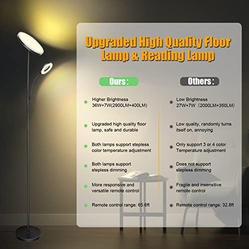 Lampade: LED Stehlampe dimmbar Deckenfluter mit Leselampe – Nuovo e nell'imballaggio originale da Hundwil venduto da Stallone5 6