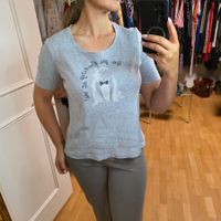 Graues T-Shirt mit Strass Hund Gr.40/L Baumwolle