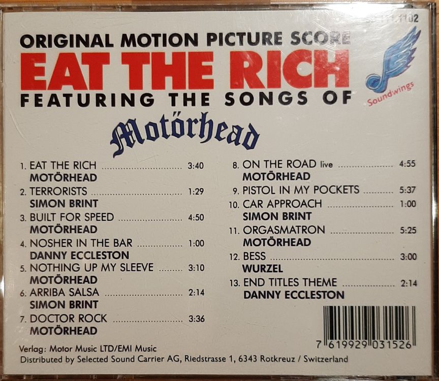 Motörhead Eat The Rich Uk Hardrock Soundtrack Album 1987 Kaufen