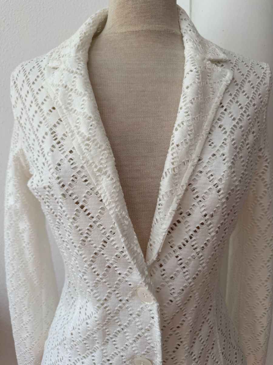 Comma Giacche: Blazer blanc ajouré COMMA, taille 36  – Nuovo (secondo la descrizione) da Morges venduto da sandy069 1