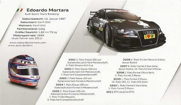 Autografi: Autogrammkarte Edoardo Mortara 2011 – Usato da Solothurn venduto da F1shop1 1