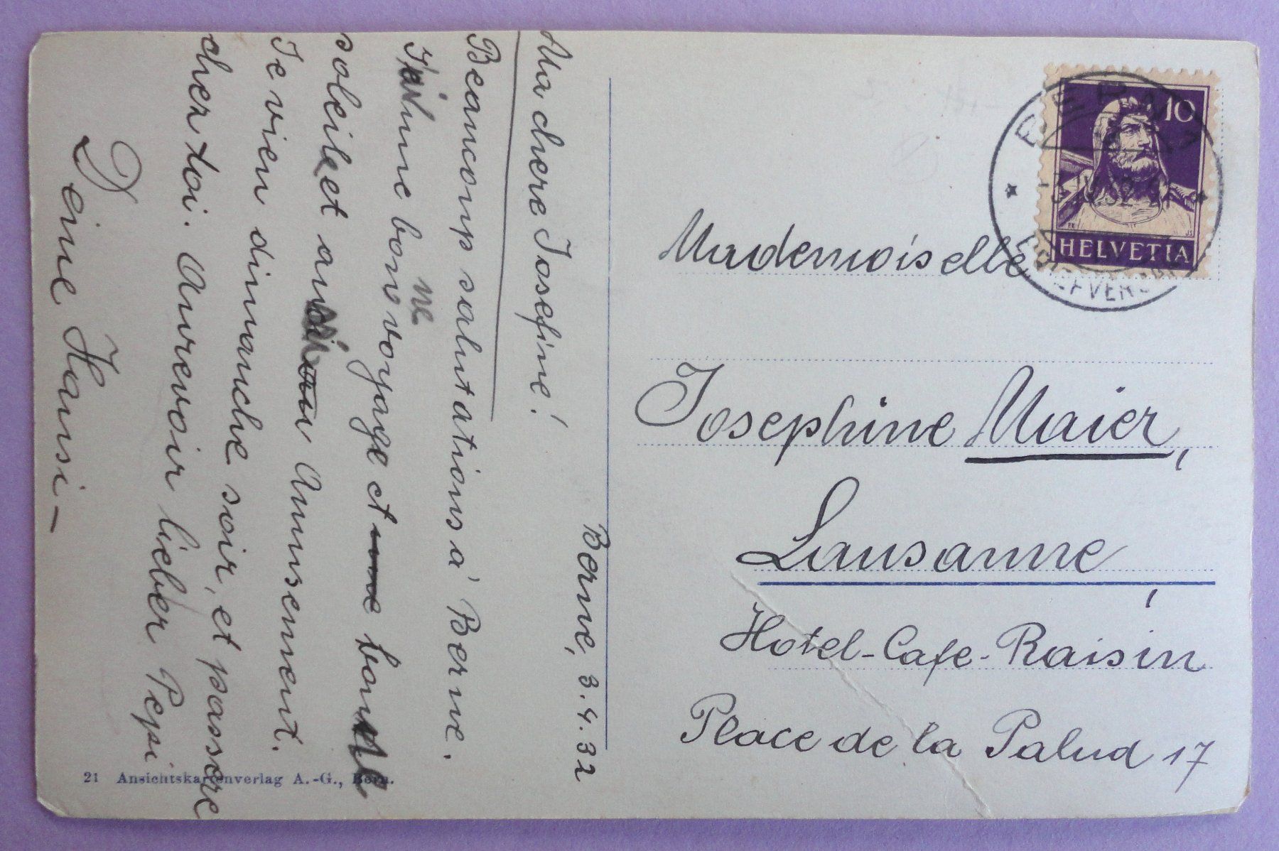 Cartoline postali: Bern mit Alpen – Difettoso da Fétigny venduto da Billy2miny 1