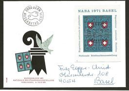 1971 Brief Internaba Ausgabetag mit Block frankiert