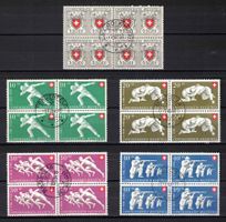 1950 Pro Patria Serie im 4er-Block Nr. B46-B50 mit Zentrum-ʘ
