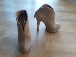 Wildleder Stiefeletten Ankle Pumps Plateau Classy Boho