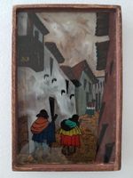 Vintage Hinterglasmalerei aus Peru–"Andendorf" – Handarbeit