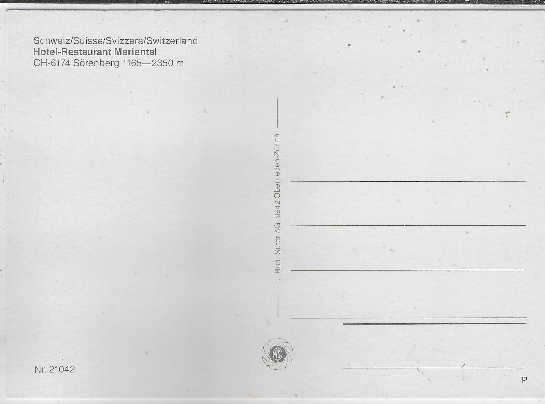 Cartoline postali: Hotel-Restaurant Mariental - Sörenberg – Usato da Ettingen venduto da Kartenplanet 1