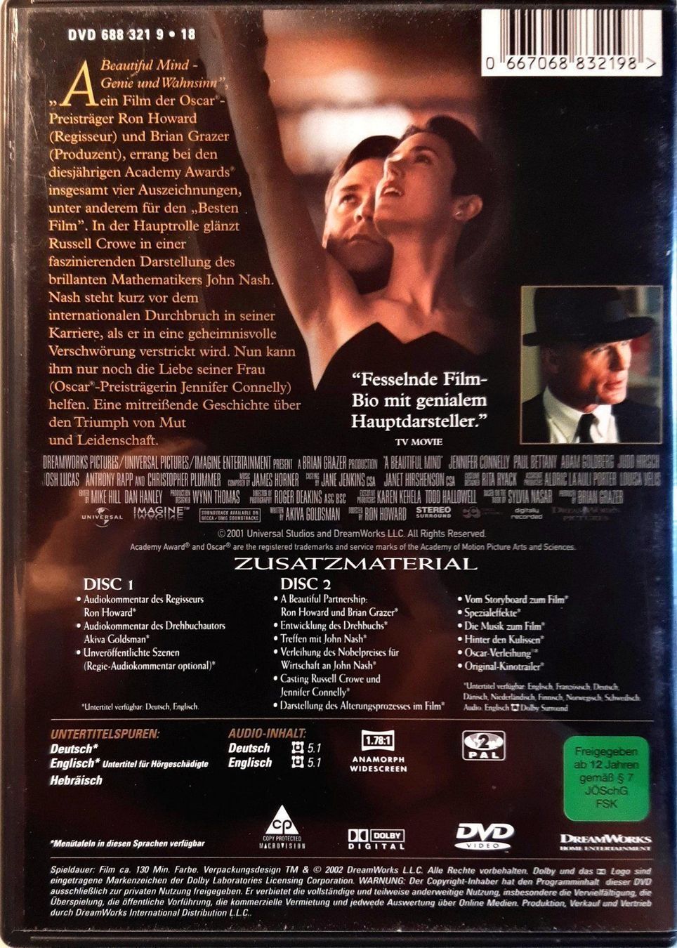 Tutti i DVDs: A BEAUTIFUL MIND (2001) - SPECIAL EDITION / 2 DVD'S – Nuovo (secondo la descrizione) da Gelterkinden venduto da Tri-Tra-Trallala 1