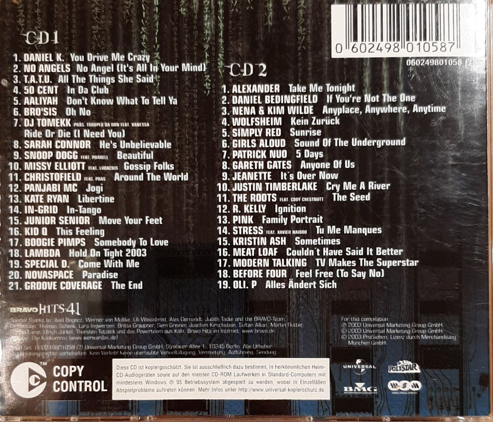 CDs: Bravo Hits 41, Doppel CD, 2003, Hit Compilation, Sampler – Gebraucht aus Amriswil von  1