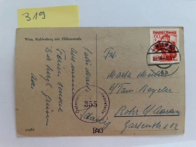 Cartoline postali: Ansichtskarte Wien Kahlenberg mit Höhenstrasse, 1949 – Usato da Niederwil AG venduto da dahu75 1