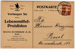 3 Rp. Tellknabe auf Postkarte im Lokalrayon von BASEL