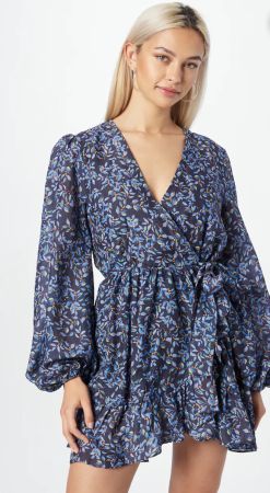 Bardot Sommerliches Wickelkleid mit Blumenmuster L blau