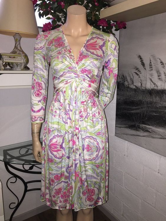 Robe Jaune En Dentelle Emilio Pucci - Taille 40 - Occasion Très Bon état