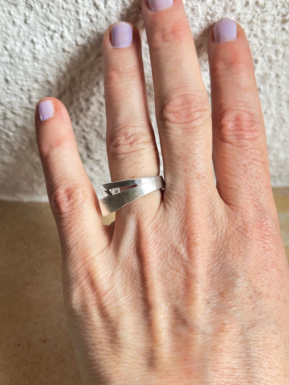 Anelli: Silberring mit Zirkonia Stein ABSTRAKT – Usato da Laufen venduto da belleskulptur 8