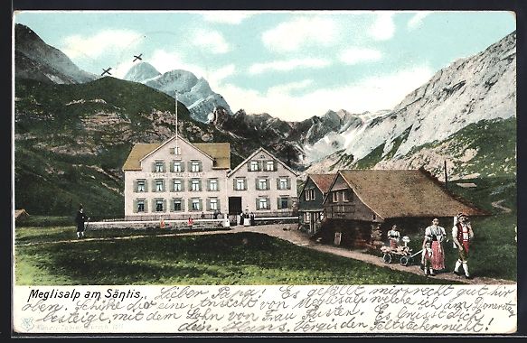 Cartoline postali: Meglisalp, Gebäudeansicht mit Säntis – Usato da Berlin venduto da bartko-reher