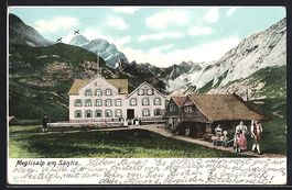 Meglisalp, Gebäudeansicht mit Säntis