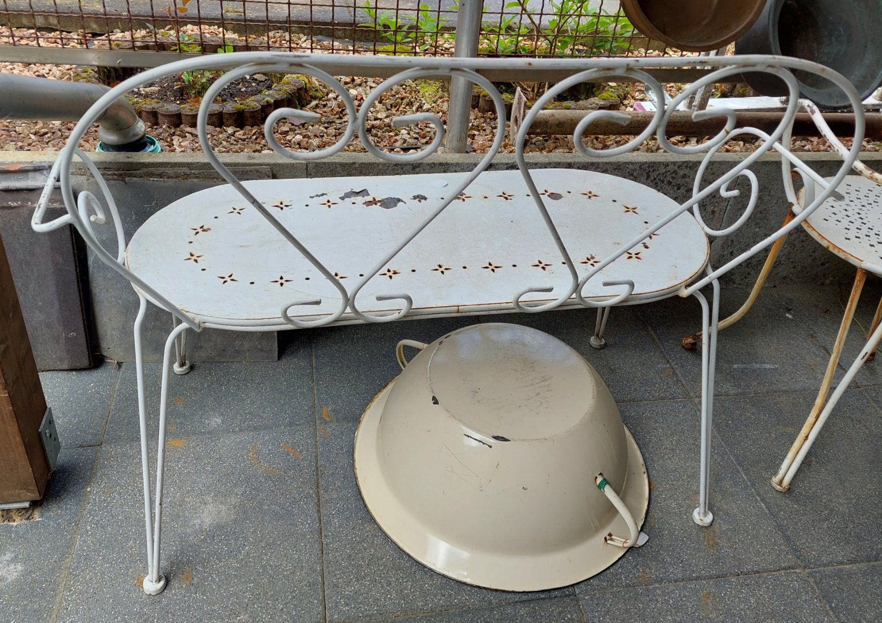 Panchine: Vintage Gartenbank+ Gartenstuhl – Usato da Siblingen venduto da rantiques 3