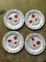 4er Set Kunststoff Dessertteller mit Blumenmuster