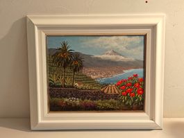 Ölgemälde Teneriffa-Landschaft - Teide Vulkan - signiert