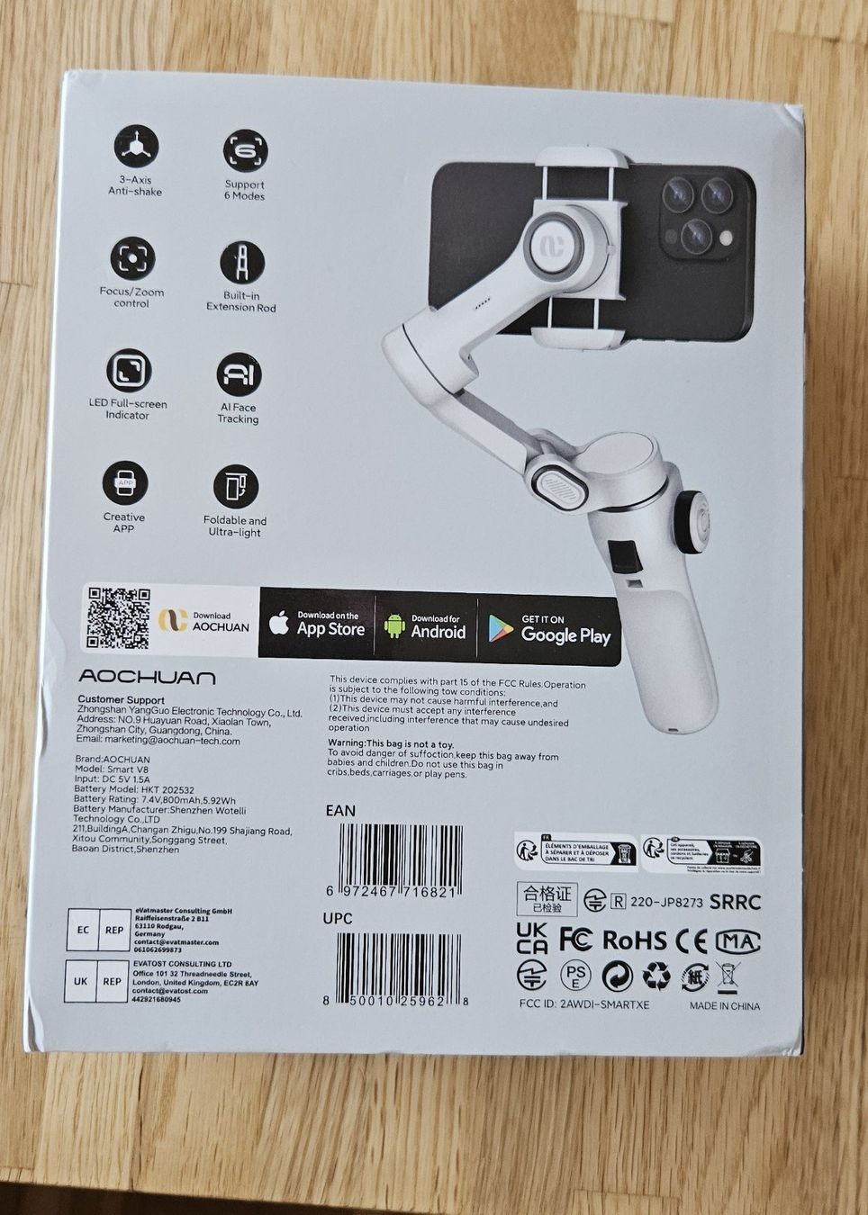Treppiedi & Teste: AOCHUAN Handheld Gimbal Stabilisator 3-Achsen Smart V8 – Usato da Stäfa venduto da Thomas-21 2