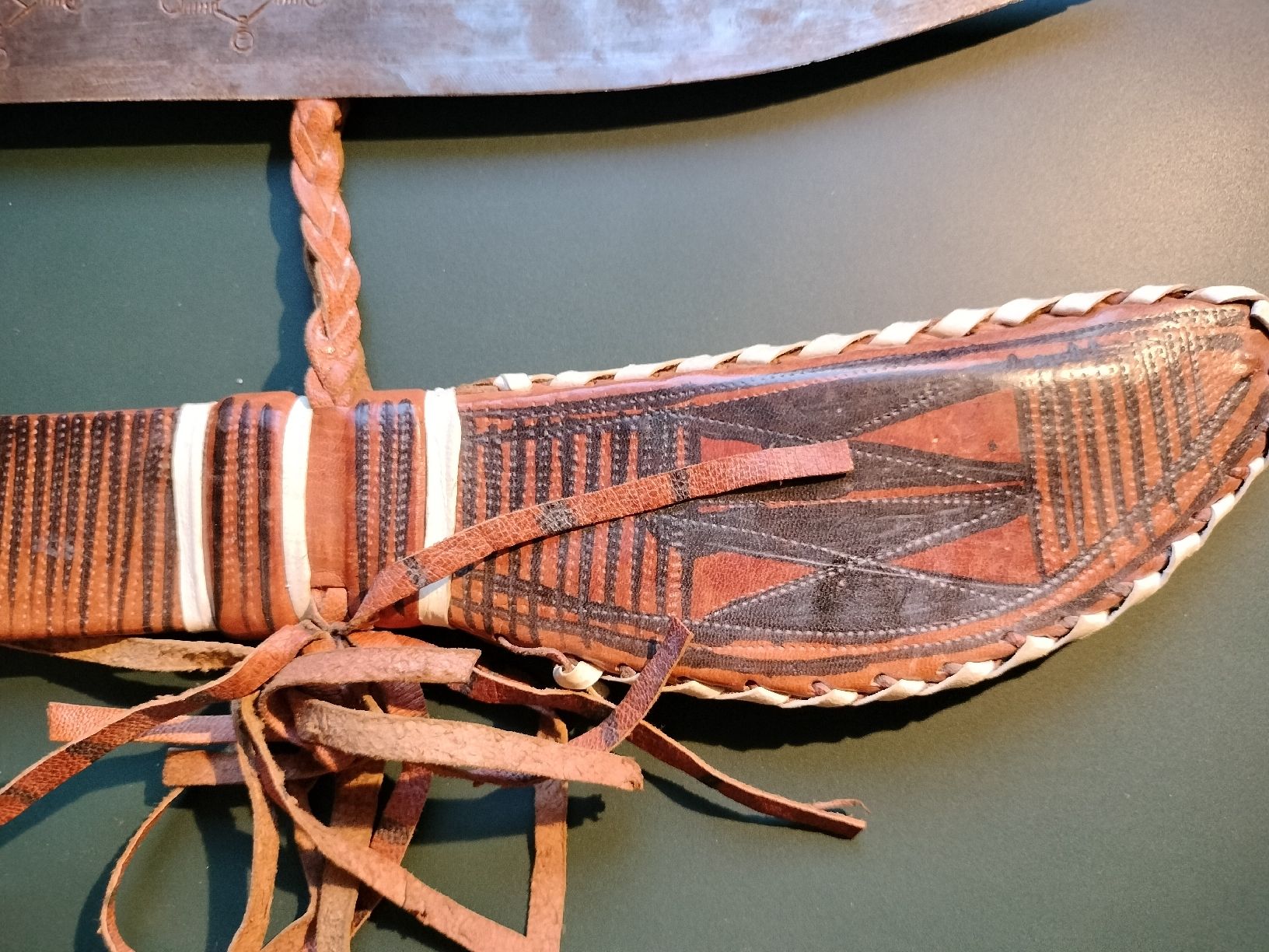 Posate: Machette + couteau africain artisanal décoré cuir – Usato da Leytron venduto da jer_gq8p 3