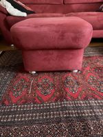 Hocker quadratisch rot Textilbezug gebrauchter Zustand